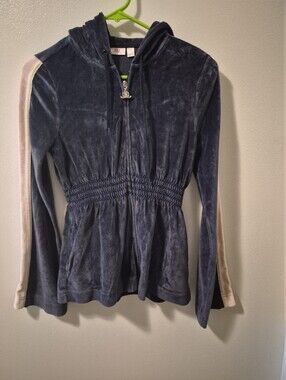 Y2K JLo Velour Zip-Up Hoodie with Contrast Sleeves Vintage